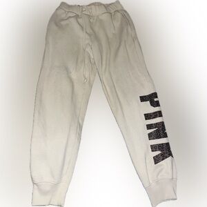 PINK Victoria's Secret Cream Joggers with Leopard Print